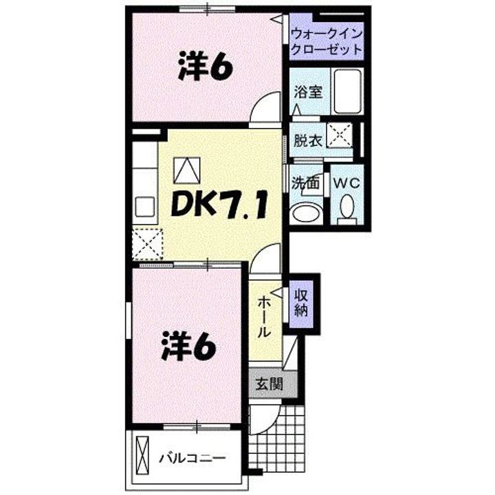 兵庫県神戸市北区有野町有野(アパート)の賃貸物件の間取り