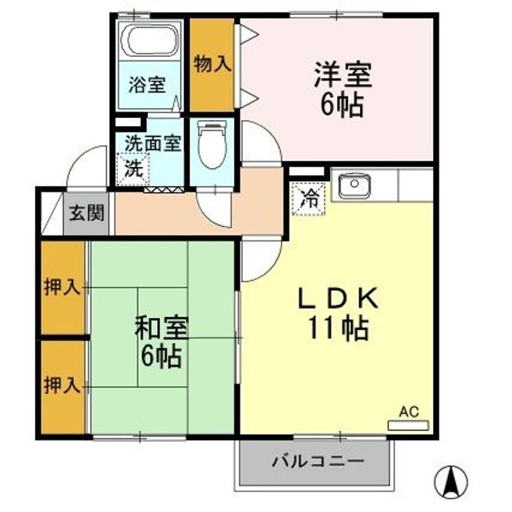 福島県郡山市安積町日出山字旧屋敷(アパート)の賃貸物件の間取り