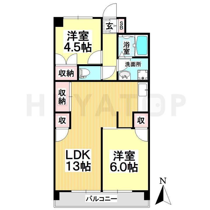 愛知県名古屋市天白区植田3(マンション)の賃貸物件の間取り