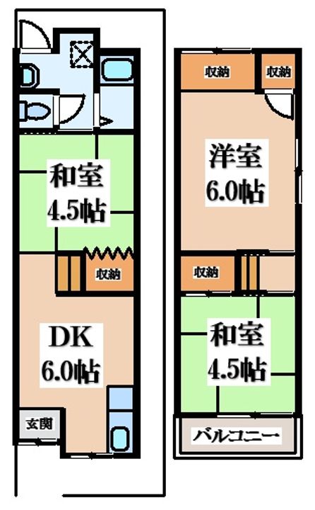 大阪府四條畷市砂1(一戸建)の賃貸物件の間取り