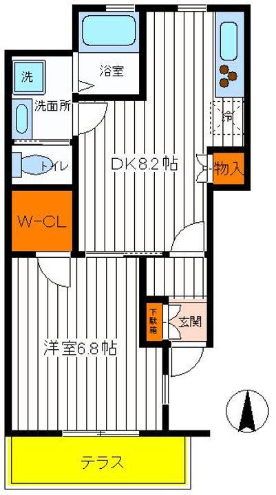 東京都日野市栄町2(アパート)の賃貸物件の間取り