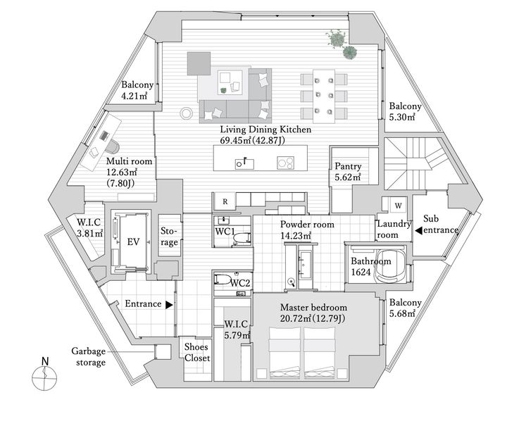 THE DOORS 広尾の間取り