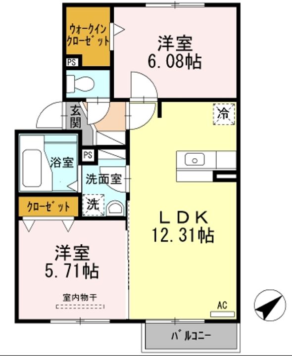 愛知県東海市名和町浜須賀(アパート)の賃貸物件の間取り