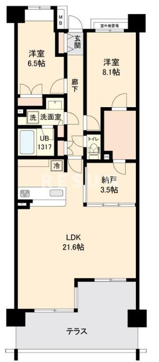 千葉県千葉市美浜区幸町1(マンション)の賃貸物件の間取り