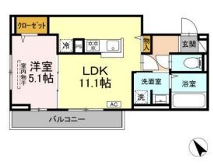 岡山県倉敷市川西町の賃貸アパートの間取り
