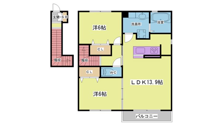 セジュール加佐B棟の間取り