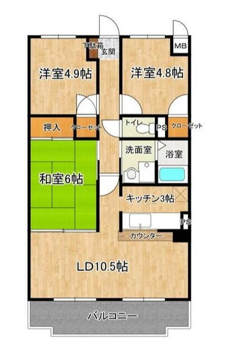 神奈川県横浜市緑区霧が丘6(マンション)の賃貸物件の間取り