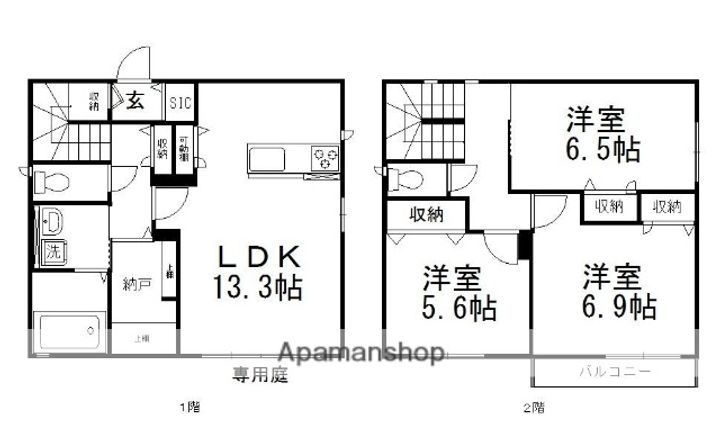 岡山県岡山市北区津島京町3(一戸建)の賃貸物件の間取り