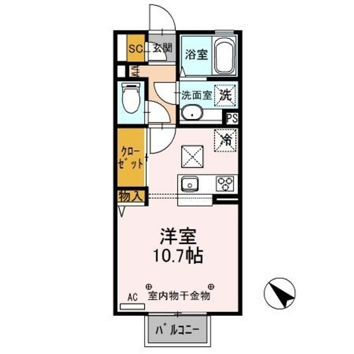 栃木県小山市城西1(アパート)の賃貸物件の間取り