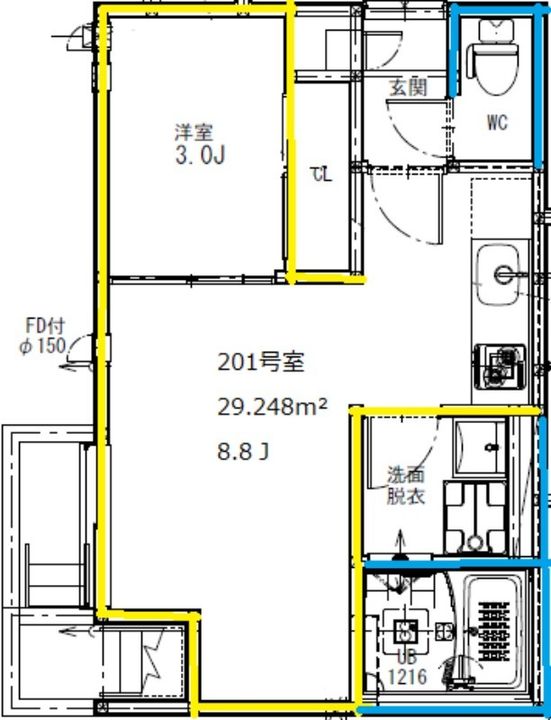 熊本県熊本市中央区黒髪2(アパート)の賃貸物件の間取り