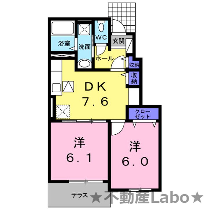徳島県板野郡藍住町徳命字新居須(アパート)の賃貸物件の間取り