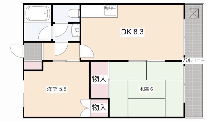大阪府高槻市浦堂3(マンション)の賃貸物件の間取り