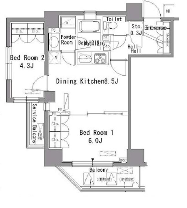 東京都江東区門前仲町2(マンション)の賃貸物件の間取り