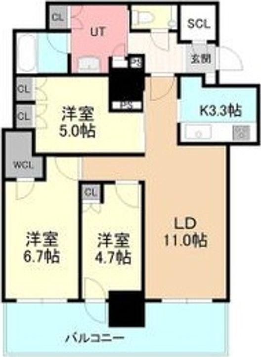 北海道札幌市東区北六条東2(マンション)の賃貸物件の間取り