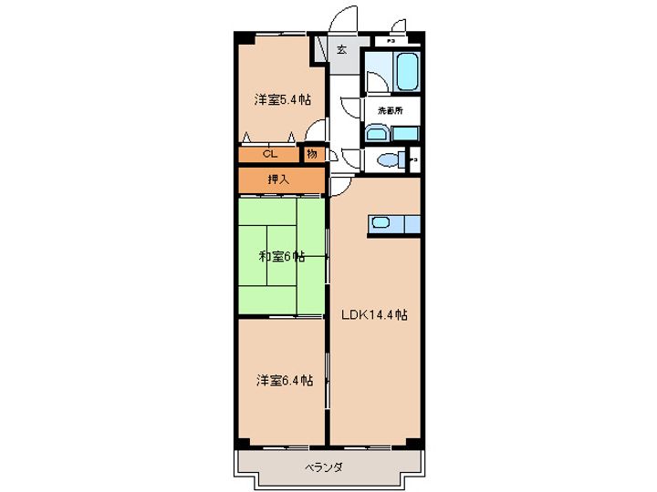 岐阜県岐阜市正木北町(マンション)の賃貸物件の間取り