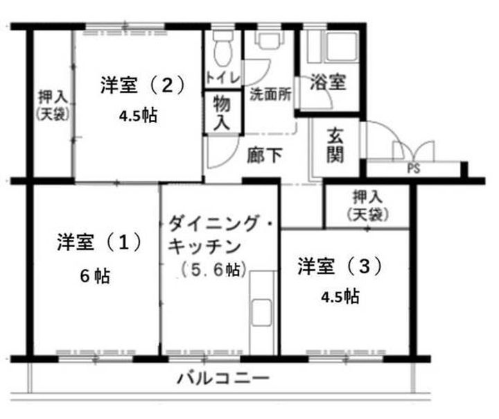 ビレッジハウス志染6号棟の間取り