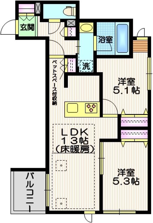 東京都世田谷区深沢3(マンション)の賃貸物件の間取り