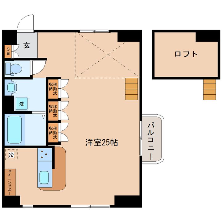 宮城県仙台市宮城野区幸町3(マンション)の賃貸物件の間取り