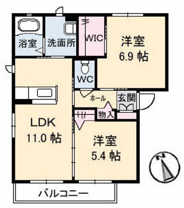 徳島県阿南市宝田町川原(アパート)の賃貸物件の間取り