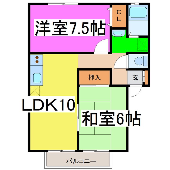 熊本県菊池郡大津町大字室(アパート)の賃貸物件の間取り