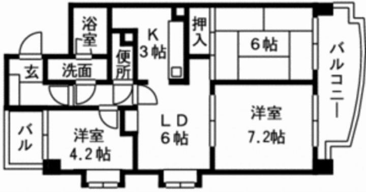 広島県広島市中区東白島町(マンション)の賃貸物件の間取り