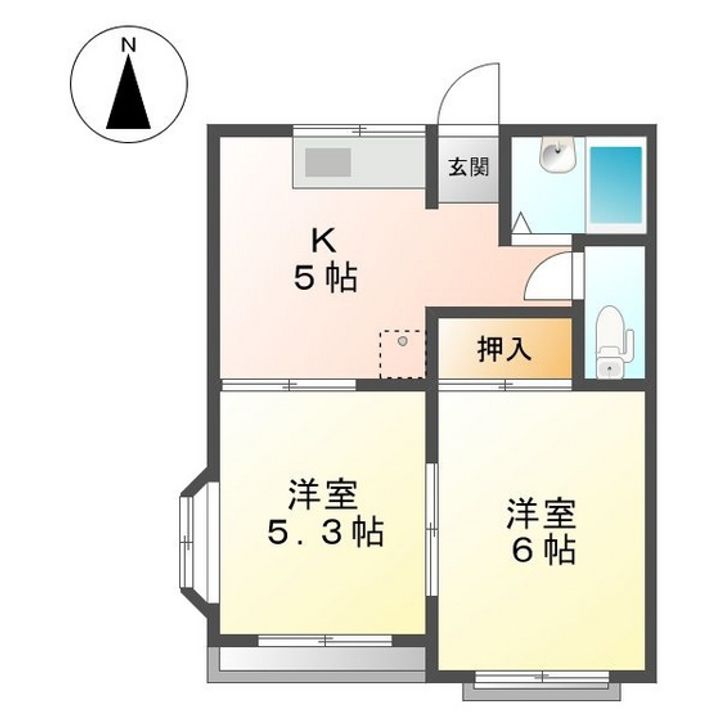 岡山県岡山市南区福富西2の賃貸アパートの間取り