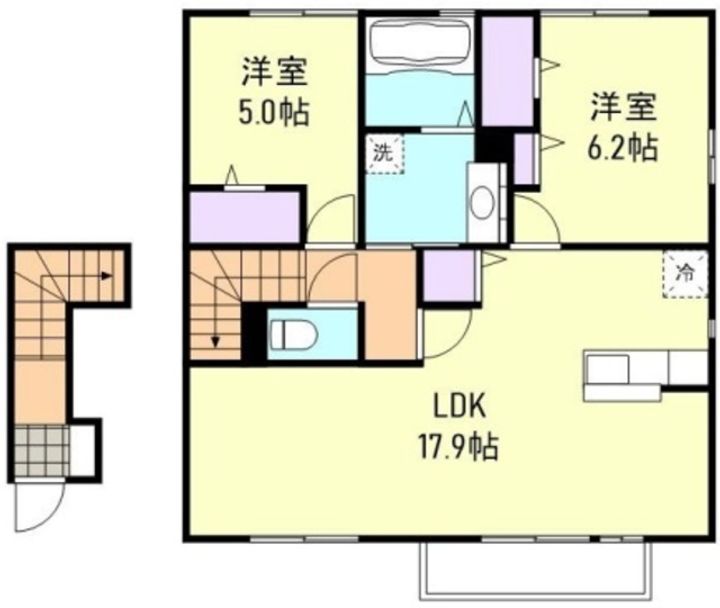 岡山県倉敷市福島(アパート)の賃貸物件の間取り