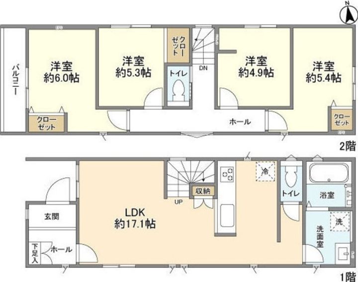 東京都国立市青柳2(一戸建)の賃貸物件の間取り