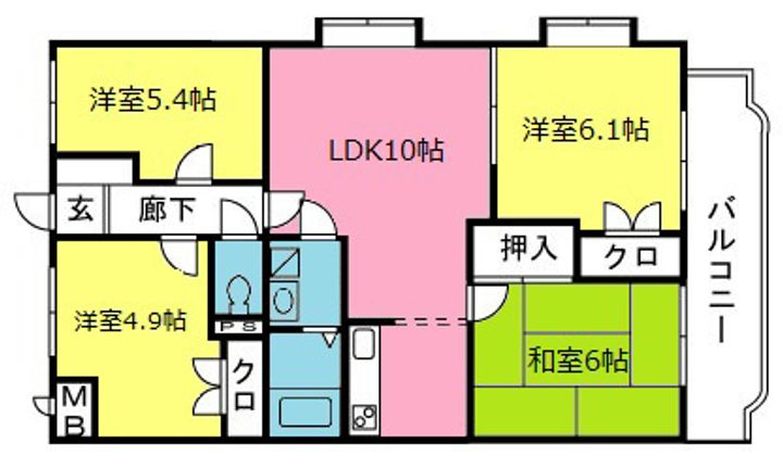 神奈川県厚木市妻田東1(マンション)の賃貸物件の間取り