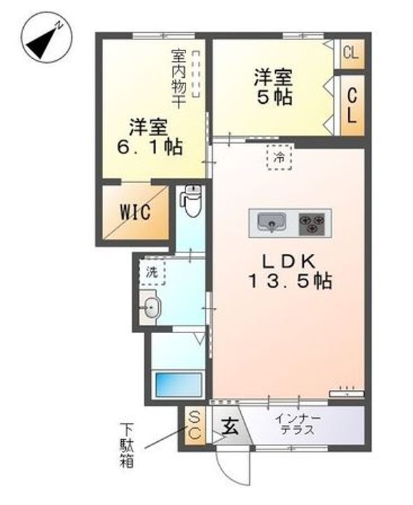 広島県福山市本郷町(アパート)の賃貸物件の間取り