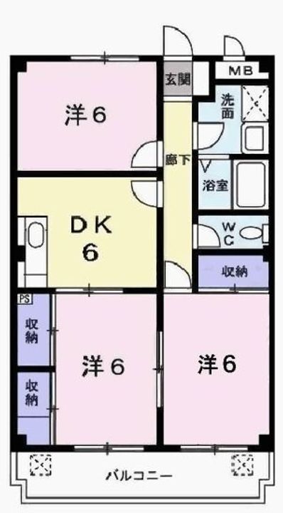 兵庫県加古川市別府町新野辺北町3(マンション)の賃貸物件の間取り