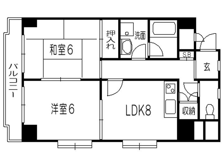 大阪府大阪市浪速区敷津西1(マンション)の賃貸物件の間取り