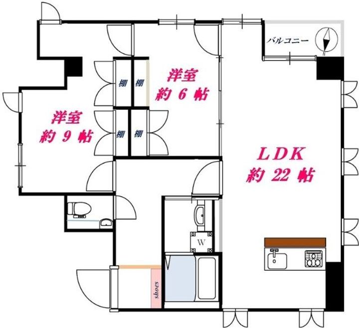 東京都世田谷区桜新町1(マンション)の賃貸物件の間取り