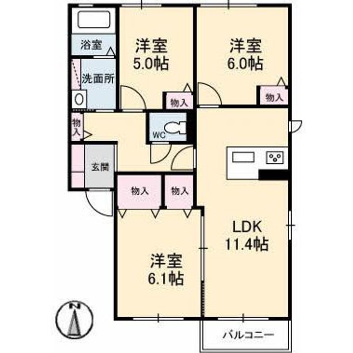 バリュージュ美保 B棟の間取り