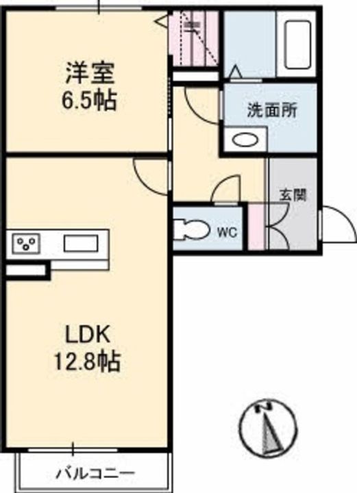 岡山県倉敷市日ノ出町1の賃貸アパートの間取り