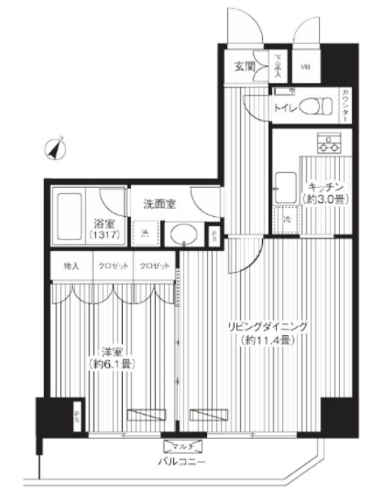 東京都渋谷区代々木3(マンション)の賃貸物件の間取り