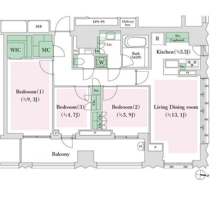 東京都千代田区富士見1(マンション)の賃貸物件の間取り