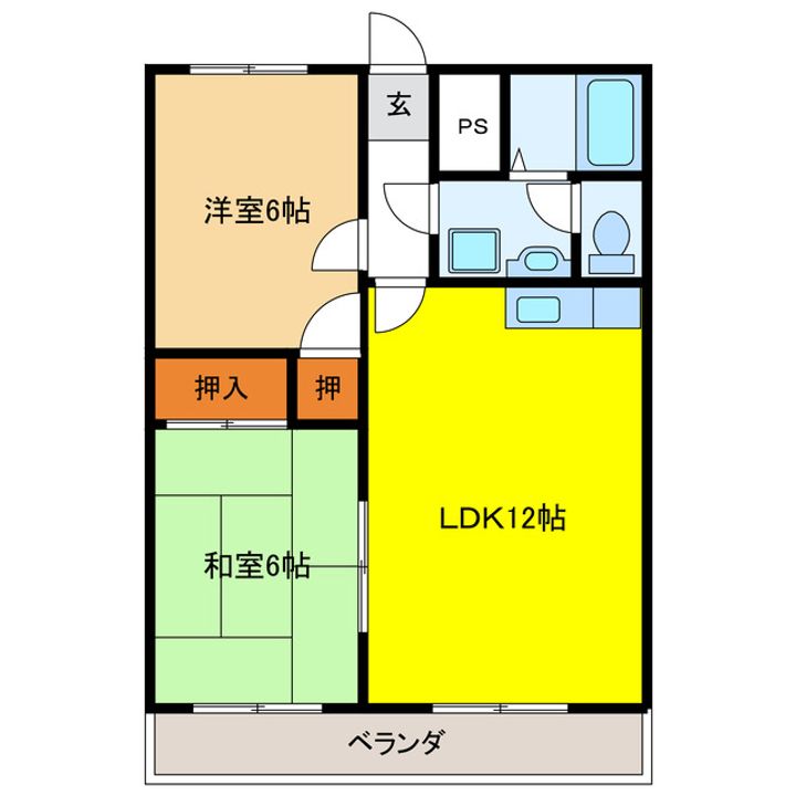 岐阜県羽島郡笠松町門間(マンション)の賃貸物件の間取り