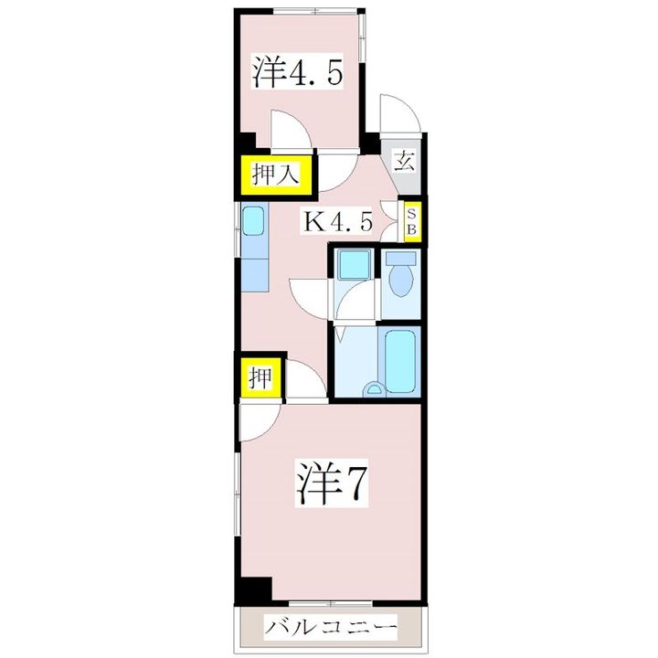 鹿児島県鹿児島市小川町(マンション)の賃貸物件の間取り