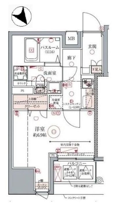 東京都中央区築地6(マンション)の賃貸物件の間取り