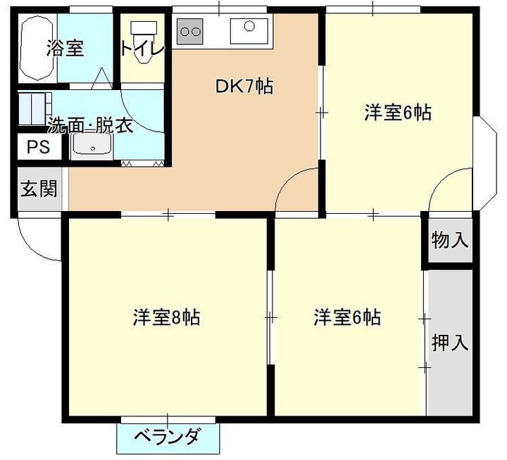 山形県山形市富の中3(アパート)の賃貸物件の間取り
