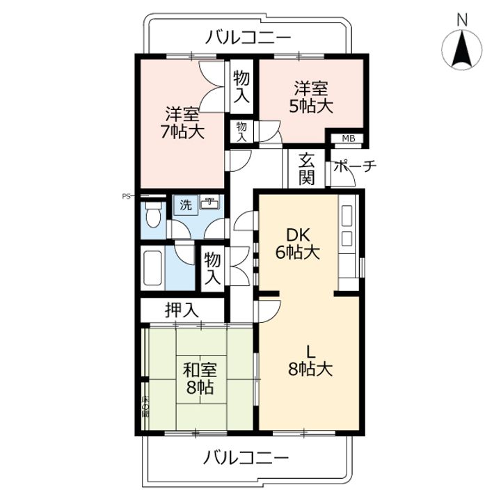 URサンハイツ枝光の間取り