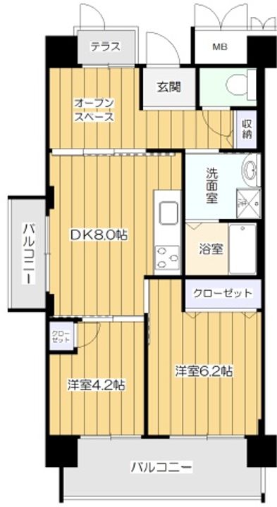 兵庫県伊丹市南町2(マンション)の賃貸物件の間取り