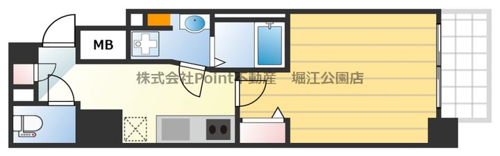 大阪府大阪市中央区瓦屋町3(マンション)の賃貸物件の間取り