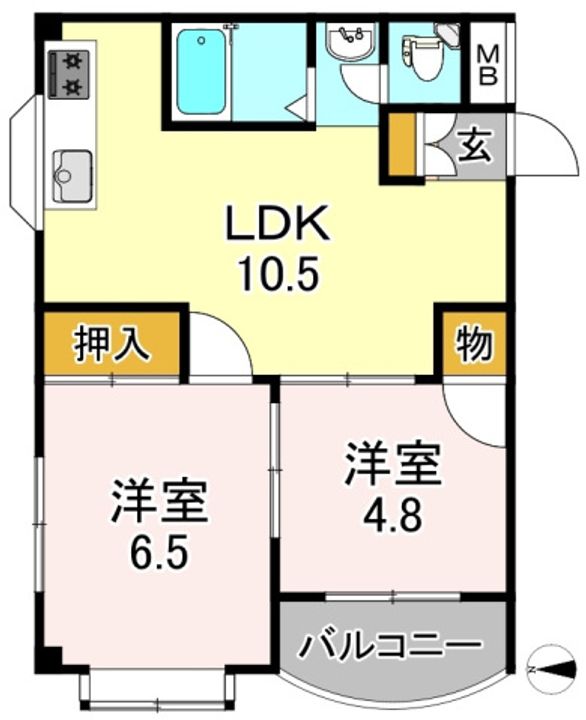 大阪府大阪市平野区背戸口4(マンション)の賃貸物件の間取り