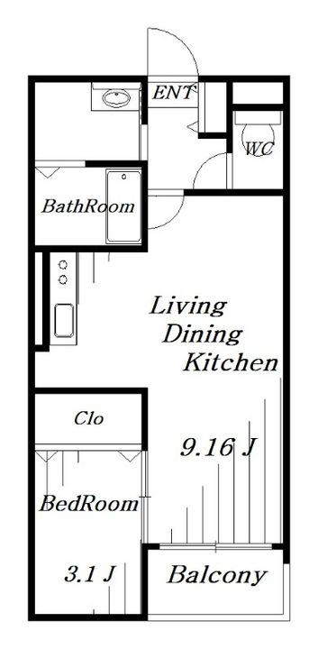 千葉県千葉市花見川区検見川町3(アパート)の賃貸物件の間取り