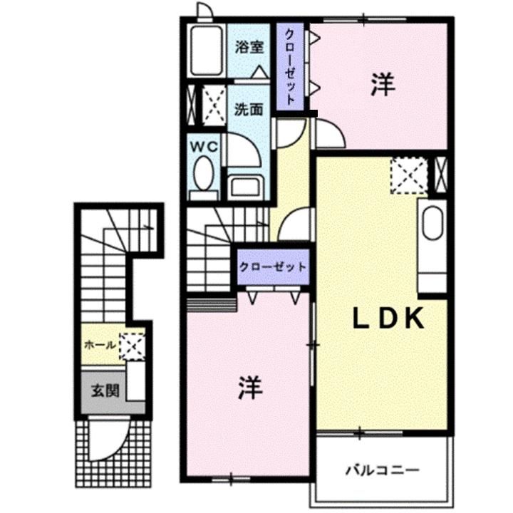 広島県福山市神辺町字徳田(アパート)の賃貸物件の間取り