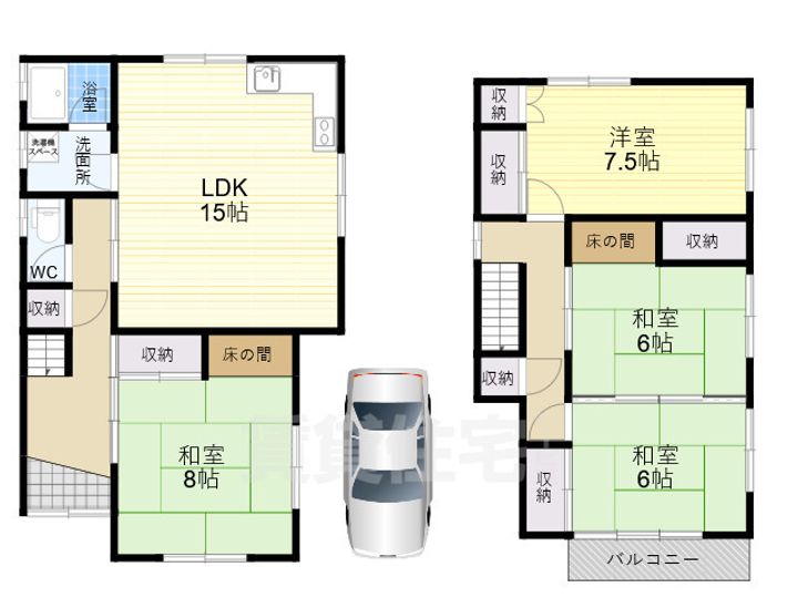 奈良県生駒郡平群町北信貴ケ丘2(一戸建)の賃貸物件の間取り