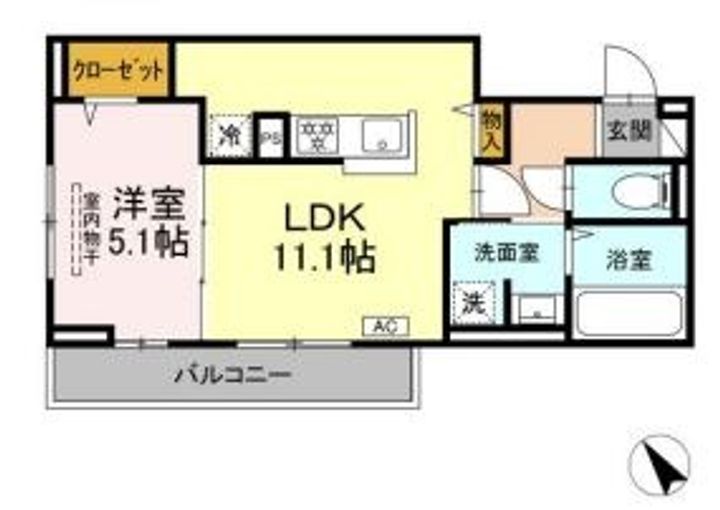 岡山県倉敷市川西町の賃貸アパートの間取り