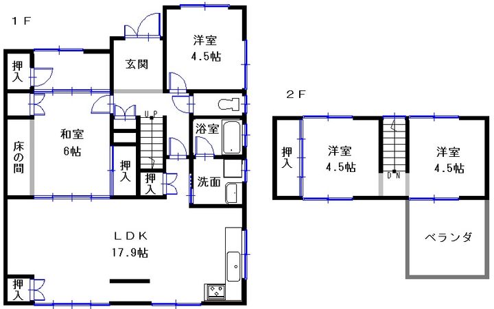 愛知県江南市松竹町上野(一戸建)の賃貸物件の間取り